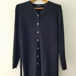 Karen Scott long button down womens sweater